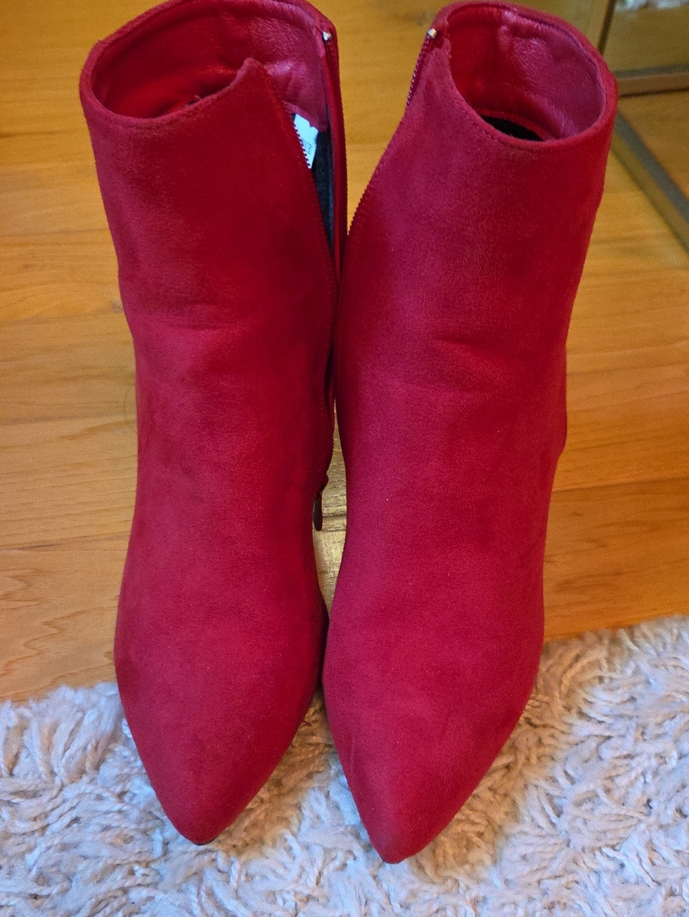 Dream Pairs Red Pointed-Toe Suede Ankle Booties